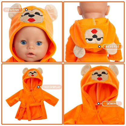 New Bathrobe Animal Suit Fit 17 inch New Bathrobe Animal Suit Fit 43cm Baby New Born Doll Clothes