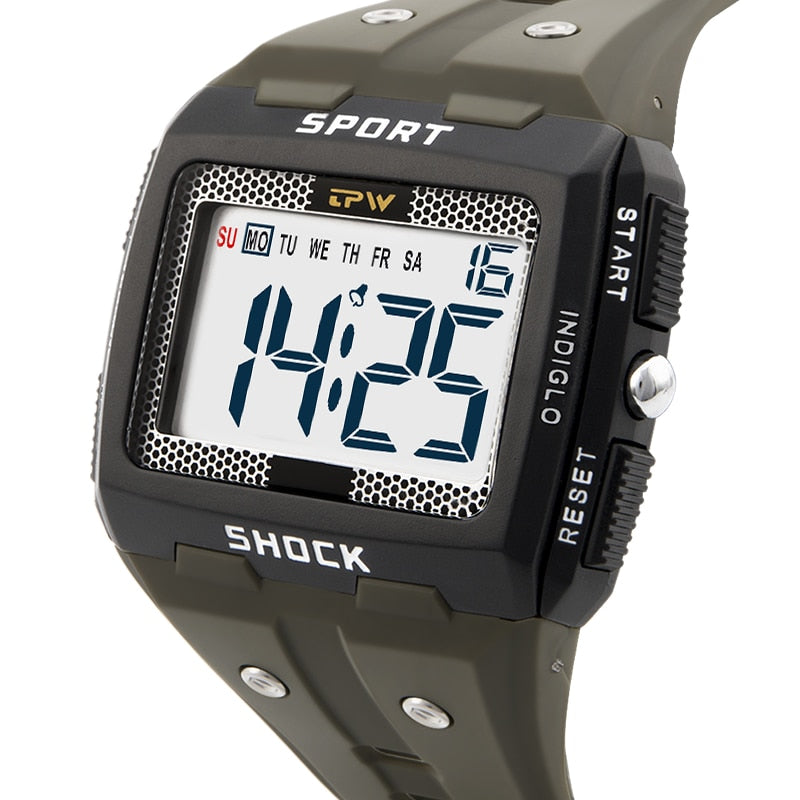 Big Numbers Full Size Digital Watch Easy to Read 5ATM Water Resistant
