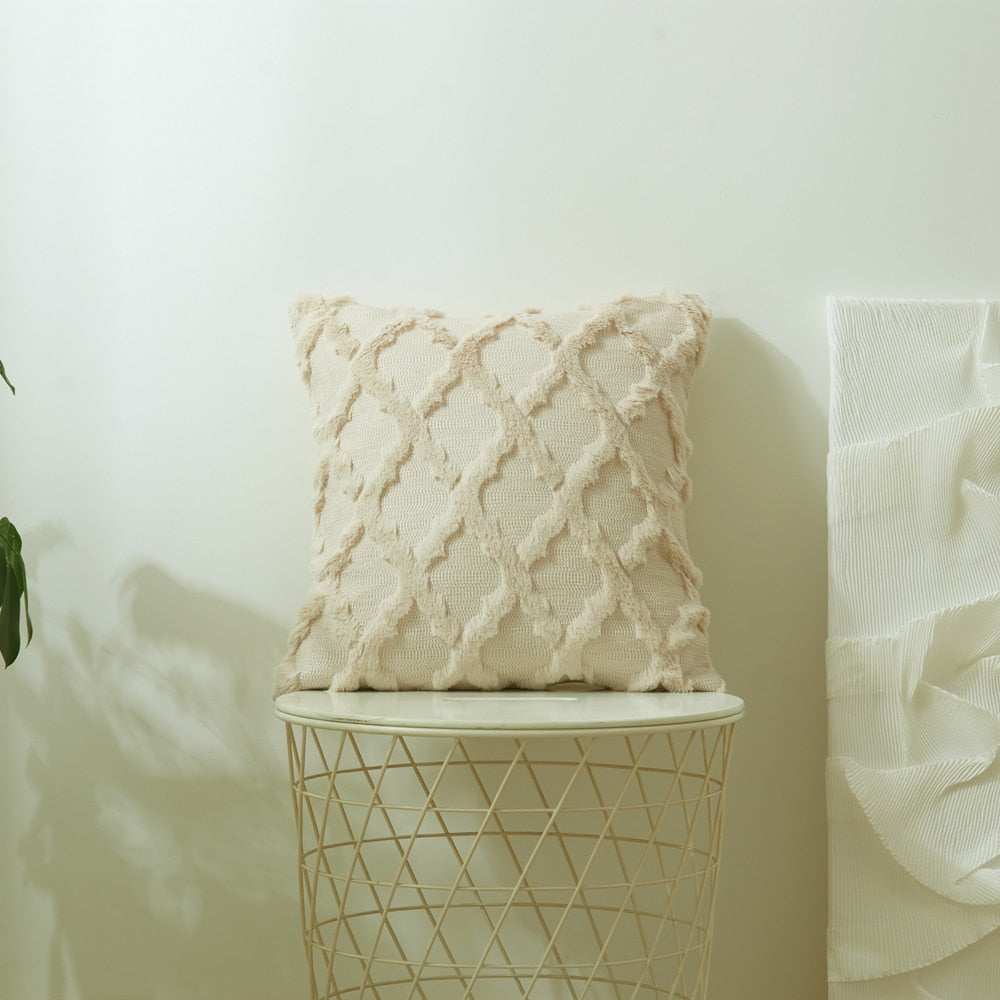 3D Rhombus Plush Cushion Cover Geometric Decorative Throw Pillow Case Soft Cozy Bed Sofa Pillow Cover Nordic Home Spring Decor