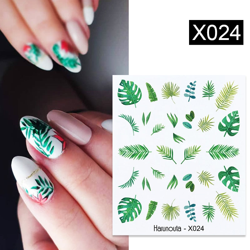 Harunouta Black Lines Flower Leaves Water Decals Stickers