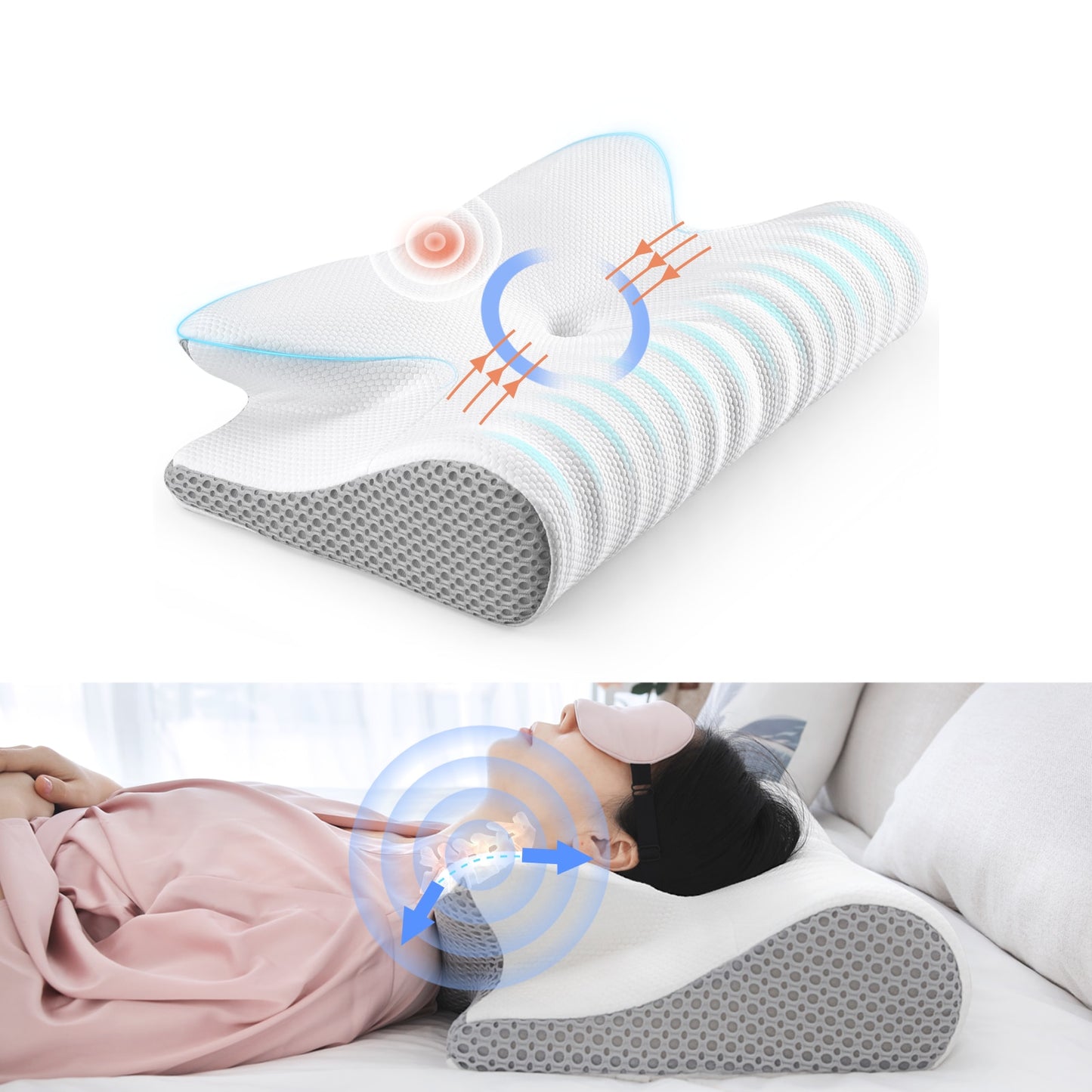 Fuloon Contour Memory-Foam Nackenkissen Ergonomische Orthopädische Hals Schmerzen Kissen für Seite Zurück Magen Sleeper Förderunterricht Kissen