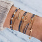Neue Bohemian Schwarz Seil Kette Armband Set