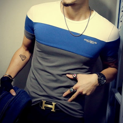 Sommer Mode männer T Shirt Casual Patchwork Kurzarm T Shirt