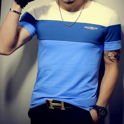 Sommer Mode männer T Shirt Casual Patchwork Kurzarm T Shirt