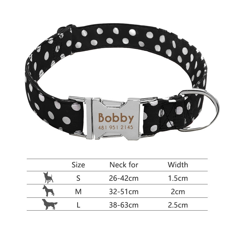 Nylon Dog Collar Collar Engraved ID Tag