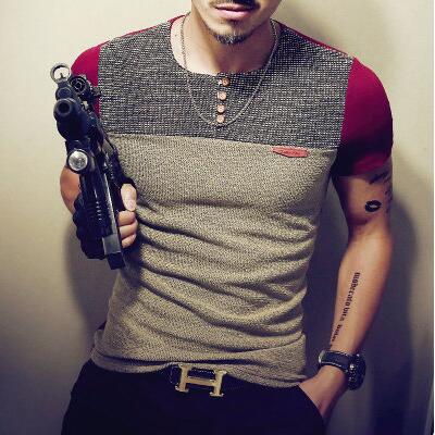 Sommer Mode männer T Shirt Casual Patchwork Kurzarm T Shirt