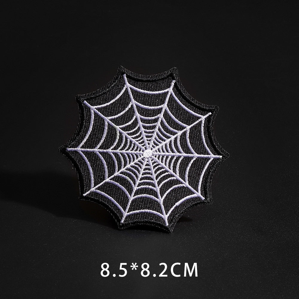 Feine Wolf Leopard Spinne Web Patches Schwarz Tier Poker Rose Wolf Katze Appliques Eisen Auf Kugel Zahn Kleidung Jeans Abzeichen