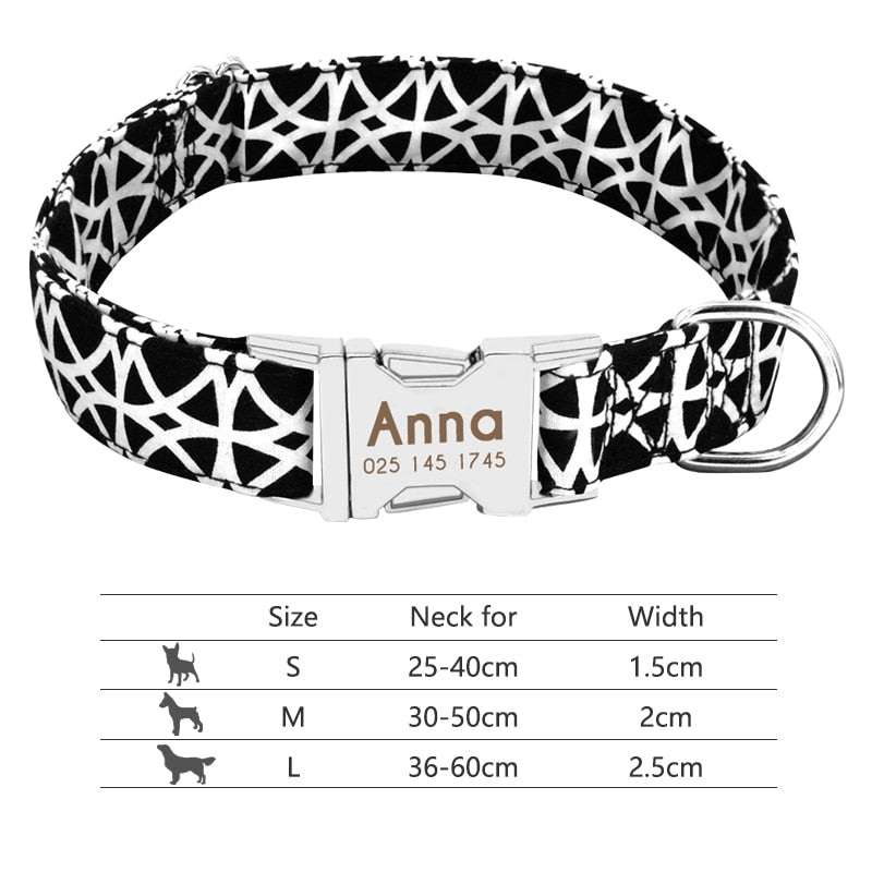 Nylon Dog Collar Collar Engraved ID Tag