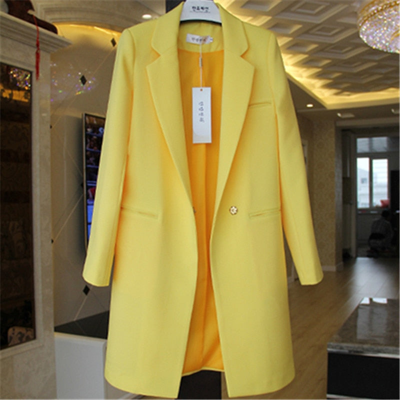 Frühling Herbst Blazer Mäntel Frauen Kleidung Langarm Anzug Jacken Casual Tops Weibliche Dünne Blazer Lange Windjacke Mantel