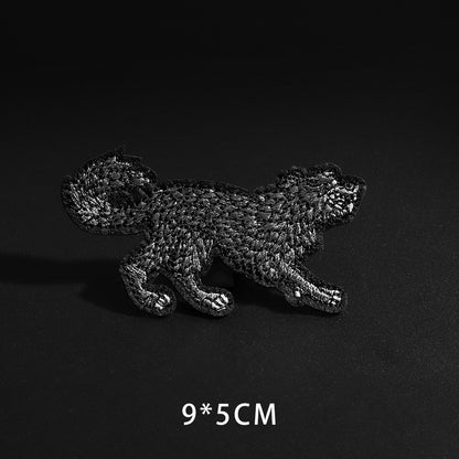 Feine Wolf Leopard Spinne Web Patches Schwarz Tier Poker Rose Wolf Katze Appliques Eisen Auf Kugel Zahn Kleidung Jeans Abzeichen
