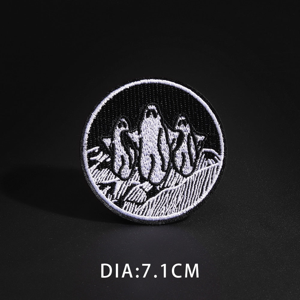 Feine Wolf Leopard Spinne Web Patches Schwarz Tier Poker Rose Wolf Katze Appliques Eisen Auf Kugel Zahn Kleidung Jeans Abzeichen