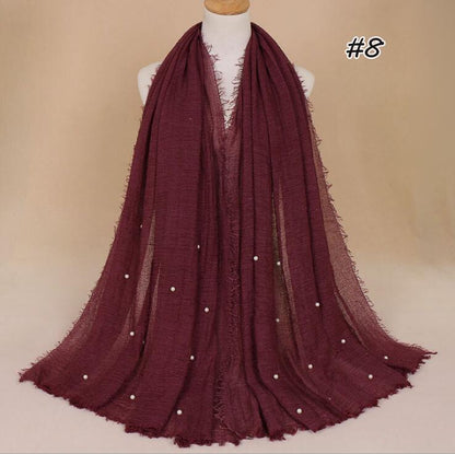 Plain Pleated Cotton Maxi Muslim Hijab Wrap