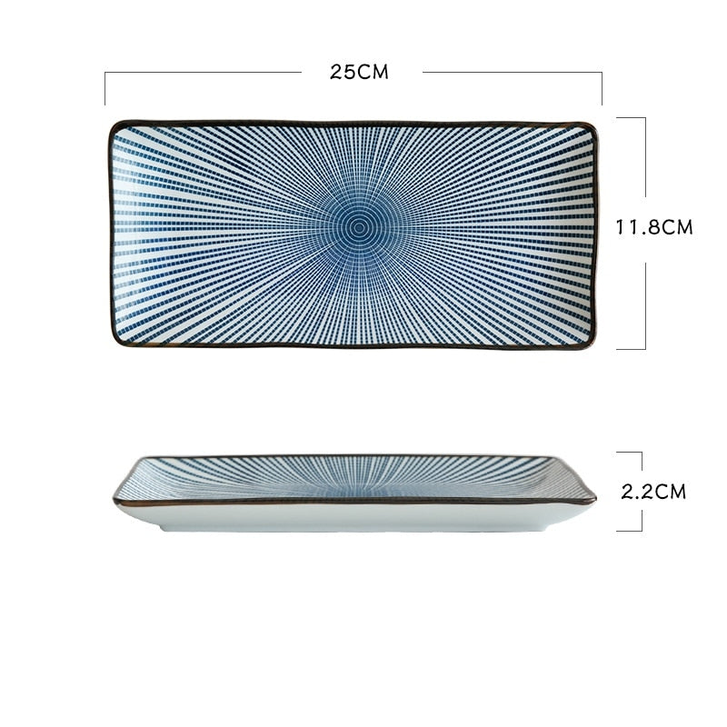 9,8 zoll Japanischen Abendessen Platte Keramik Sushi Platte Fisch Abendessen Gerichte Rechteck Haushalt Geschirr