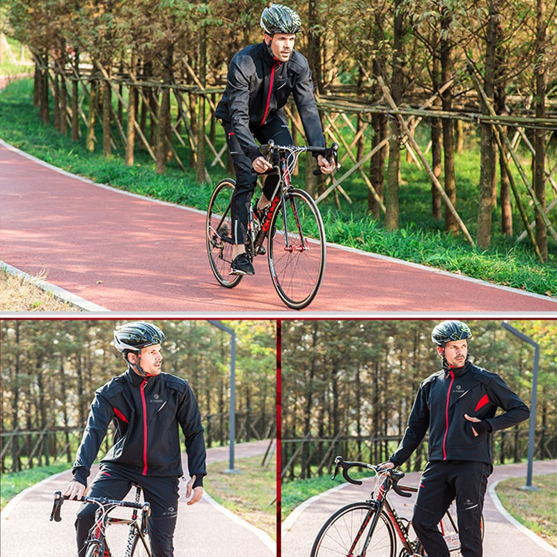 Winter Fleece Thermische Radfahren Jacke Mantel Winddicht Fahrrad
