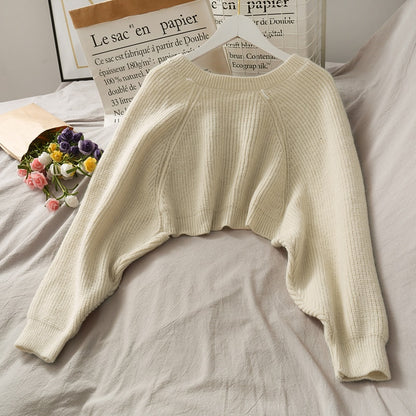 Women Sexy Solid Autumn Irregular Knitwear Loose All-match Crop
