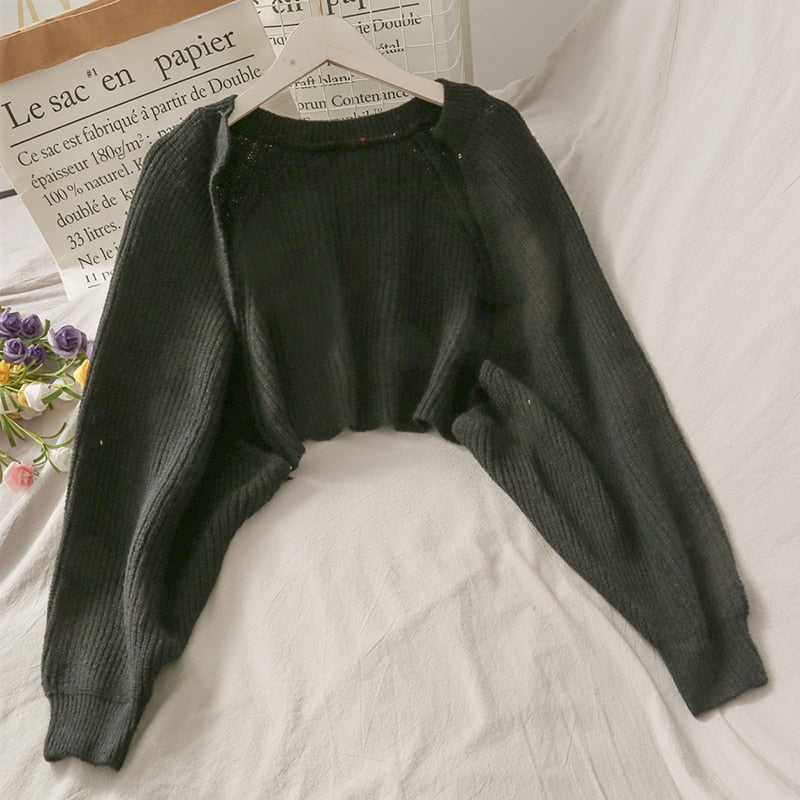 Women Sexy Solid Autumn Irregular Knitwear Loose All-match Crop