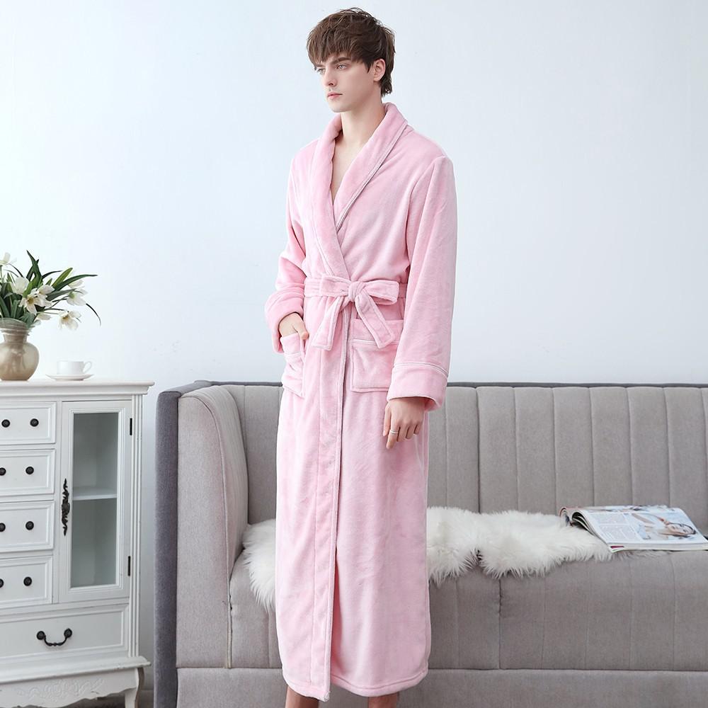 Plus Größe 3XL Männer Robe Winter Flanell Weiche Kimono Kleid Liebhaber Ultra Große Lange Bademantel Nachtwäsche Dicke Warme Frauen Nachtwäsche