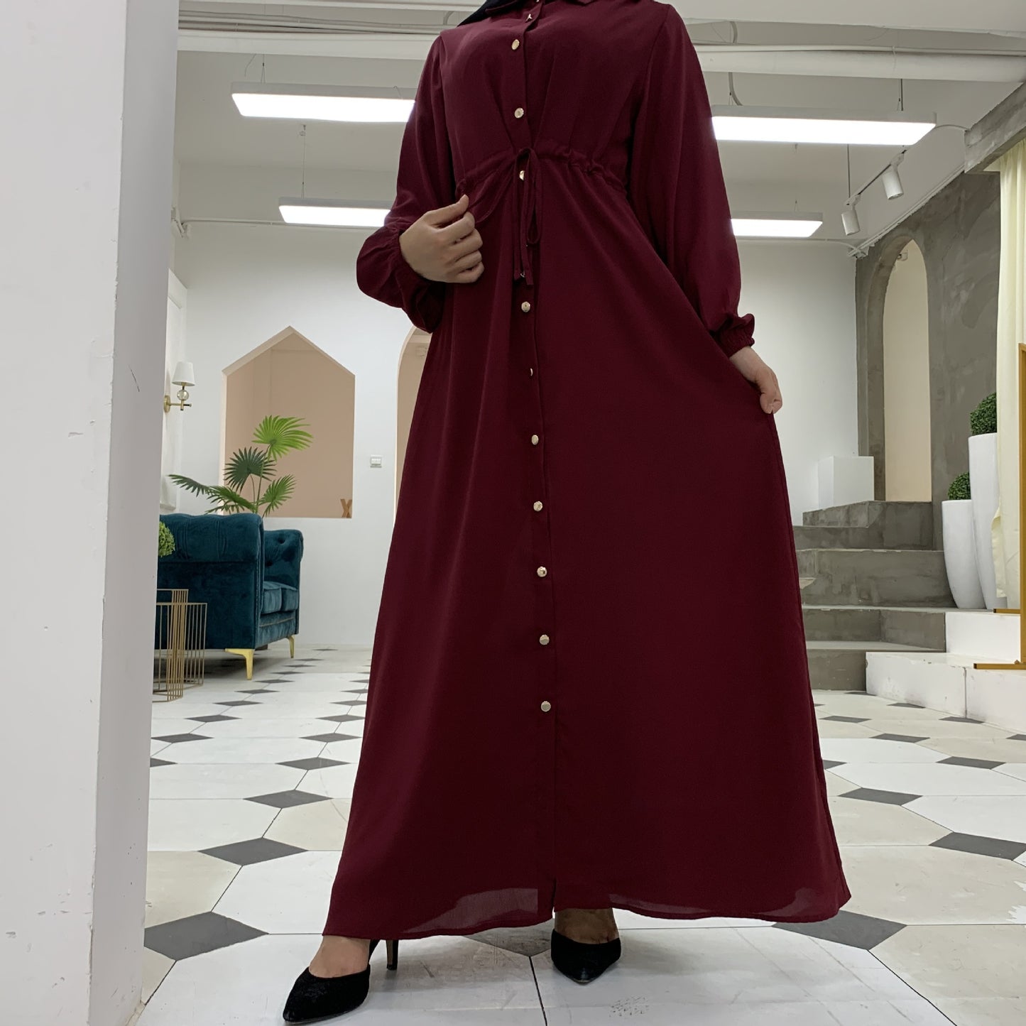 Hijab Kaftan Kleid Islamische Kleidung Vestidos Robe