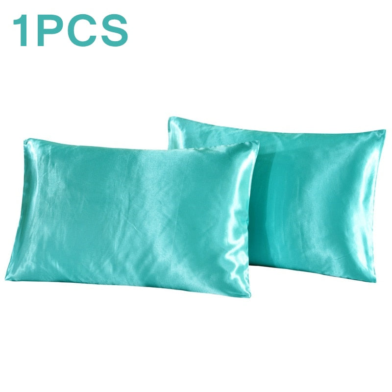 1Pc Queen Satin Silk Pillowcase Pillow Case Cover Home Bedding Smoothy Pillow Rectangle Bedding Pillow