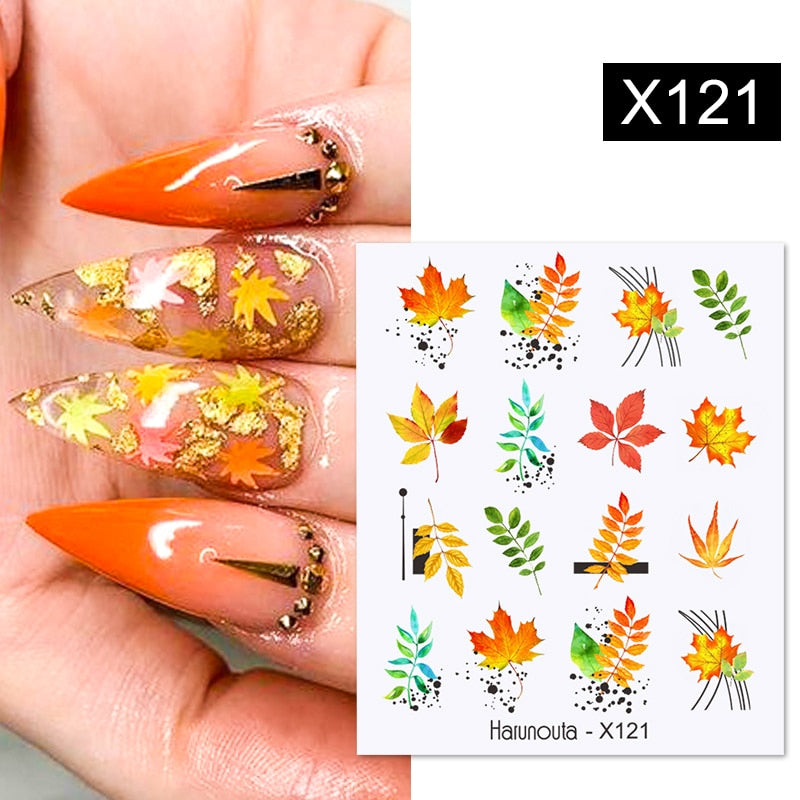 Harunouta Black Lines Flower Leaves Water Decals Stickers
