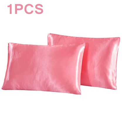 1Pc Queen Satin Silk Pillowcase Pillow Case Cover Home Bedding Smoothy Pillow Rectangle Bedding Pillow