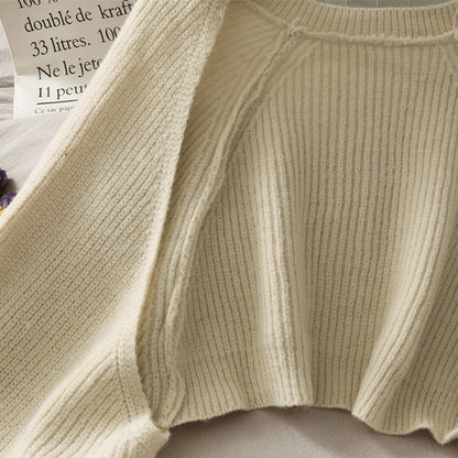 Women Sexy Solid Autumn Irregular Knitwear Loose All-match Crop