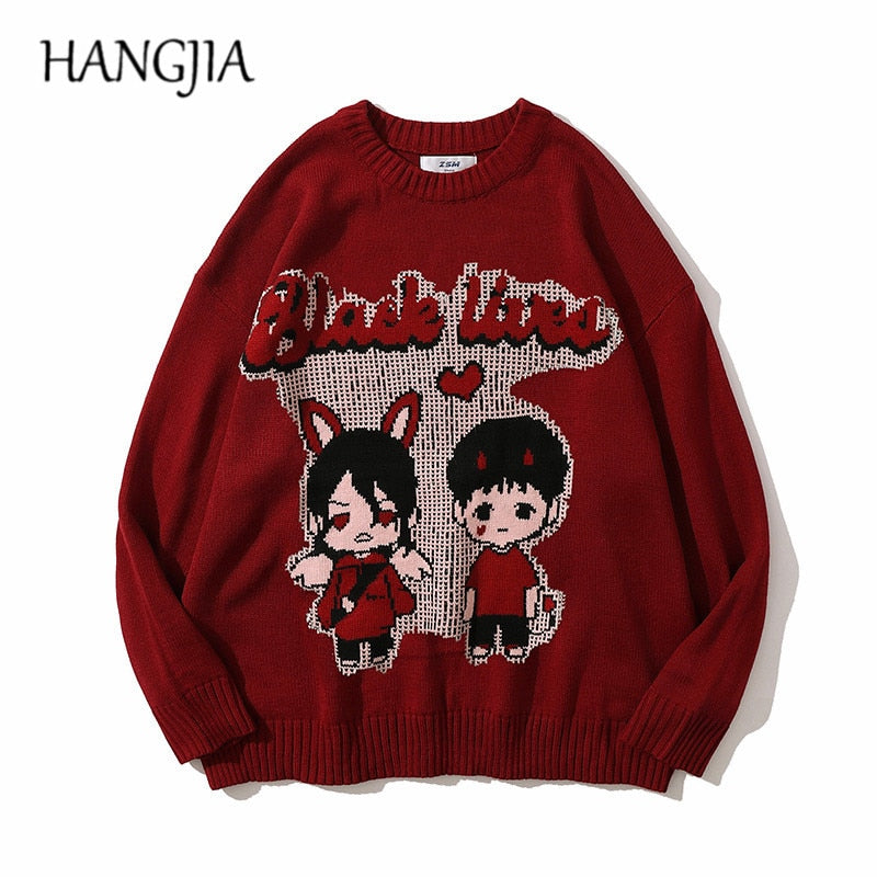 Übergroßen Japanischen Anime Cartoon Gestrickte Unisex Pullover Tops