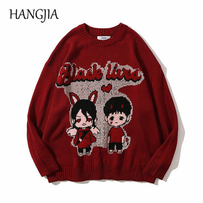 Übergroßen Japanischen Anime Cartoon Gestrickte Unisex Pullover Tops