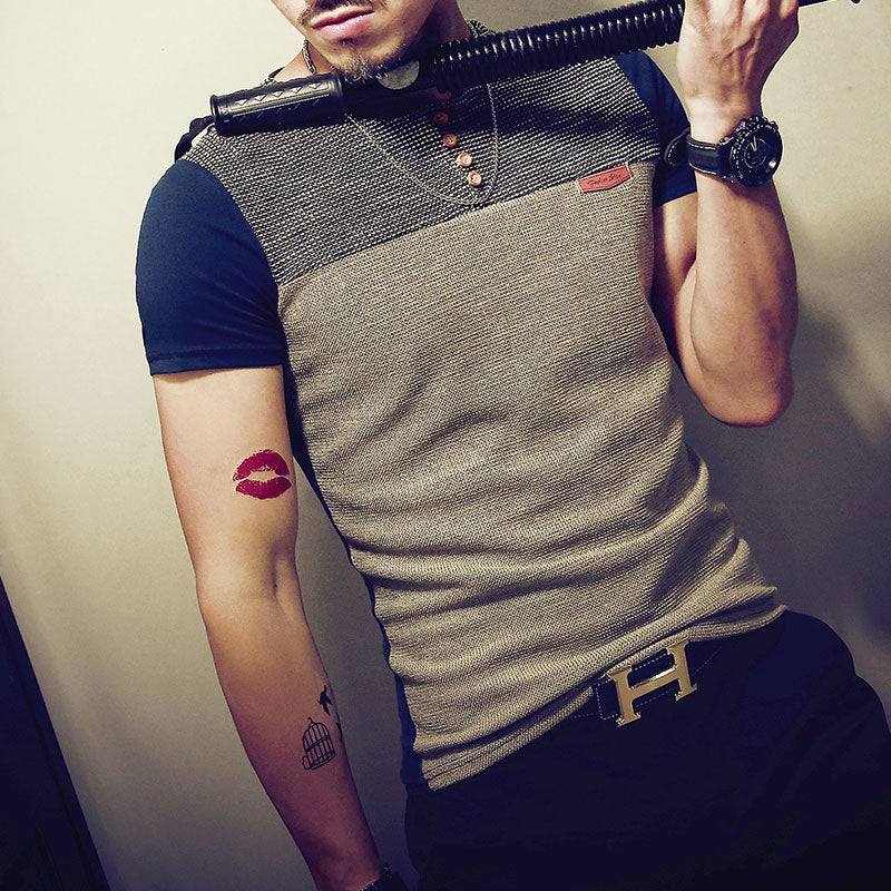 Sommer Mode männer T Shirt Casual Patchwork Kurzarm T Shirt