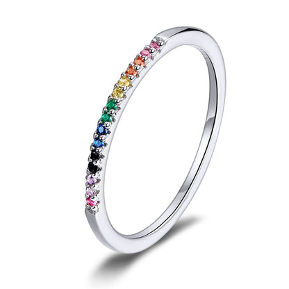925 Sterling Silber CZ Simulierte Diamant Stapelbar Ring Platin Überzogene Ewigkeit Bands für Frauen