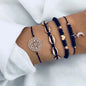 Neue Bohemian Schwarz Seil Kette Armband Set