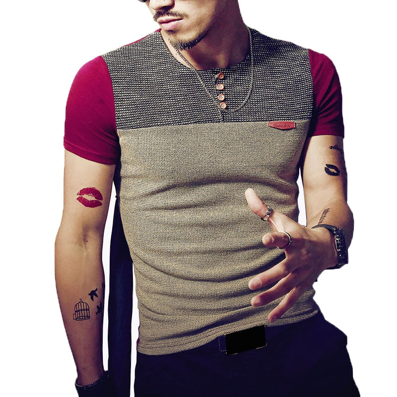 Sommer Mode männer T Shirt Casual Patchwork Kurzarm T Shirt