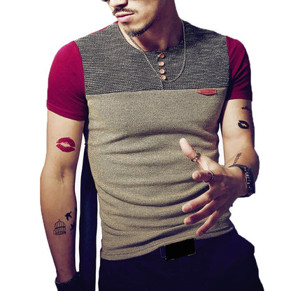 Sommer Mode männer T Shirt Casual Patchwork Kurzarm T Shirt