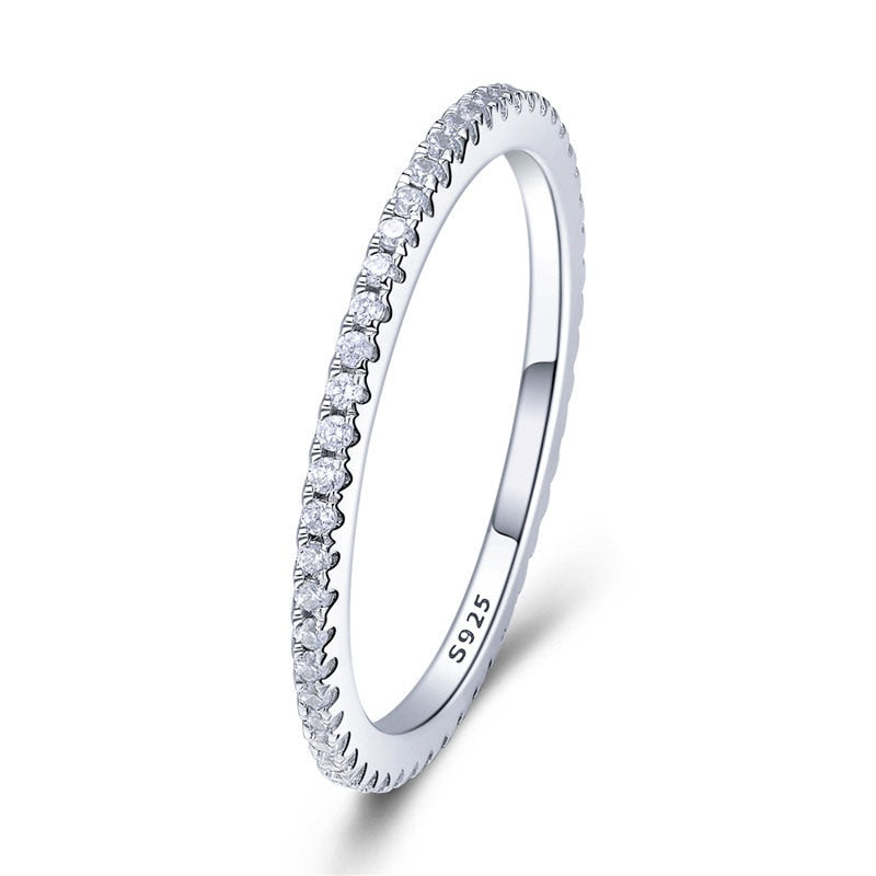 925 Sterling Silber CZ Simulierte Diamant Stapelbar Ring Platin Überzogene Ewigkeit Bands für Frauen