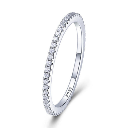 925 Sterling Silber CZ Simulierte Diamant Stapelbar Ring Platin Überzogene Ewigkeit Bands für Frauen
