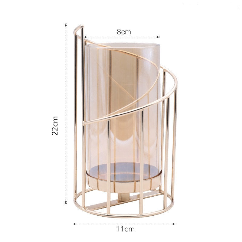 Goldene Eisen Kerzenhalter Europäischen geometrische Leuchter Romantische Kristall Kerze Tasse Hause Dekoration Tisch Dekoration