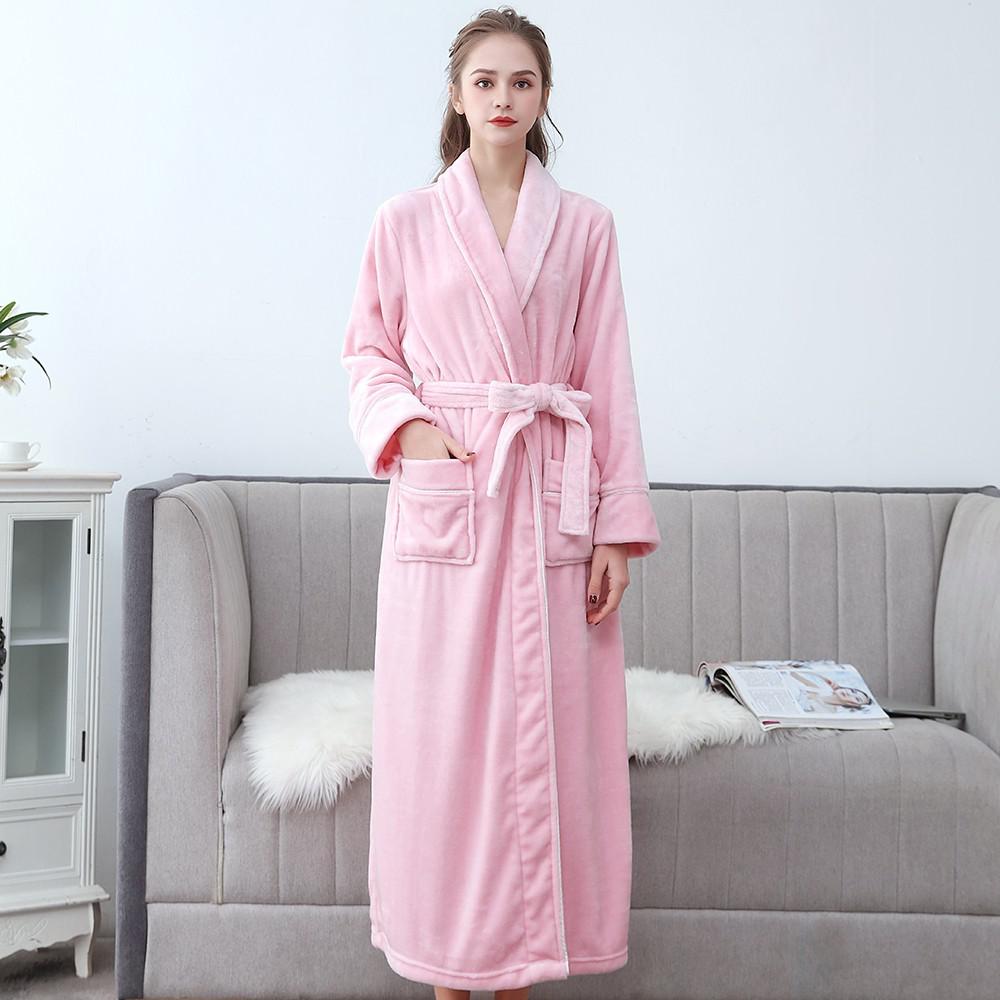 Plus Größe 3XL Männer Robe Winter Flanell Weiche Kimono Kleid Liebhaber Ultra Große Lange Bademantel Nachtwäsche Dicke Warme Frauen Nachtwäsche