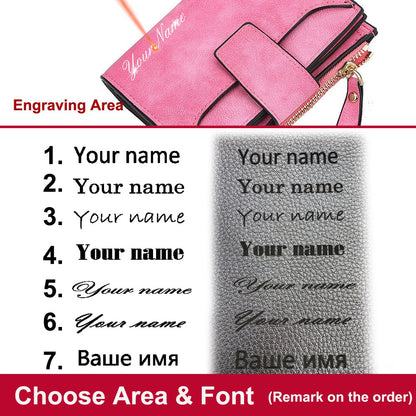 mode Frauen Brieftaschen Kostenloser Name Gravur Neue Kleine Brieftaschen Zipper PU Leder Qualität Weibliche Geldbörse Karte Halter Brieftasche