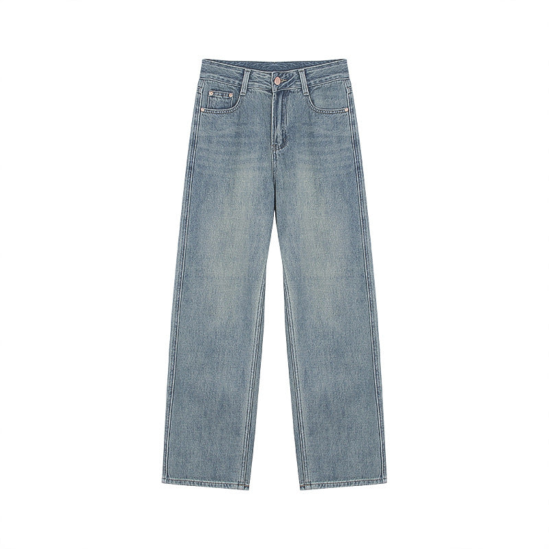 Hohe Taille schlankmachende blaue gerade Wischhose für Damen