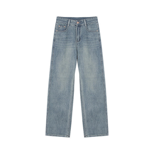 Hohe Taille schlankmachende blaue gerade Wischhose für Damen