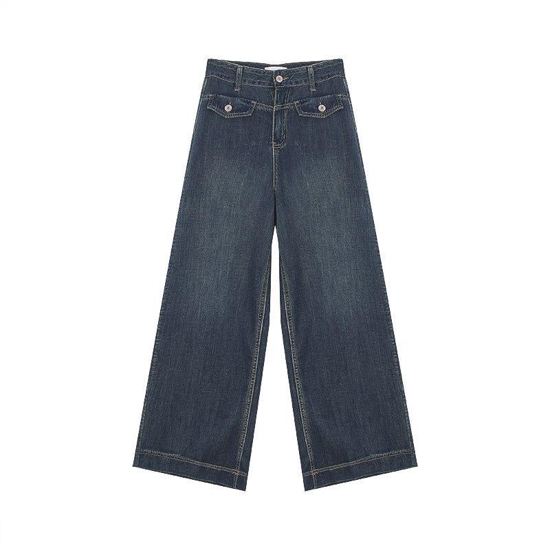 Damen Jeans mit hoher Taille und schlankem Retro Faux Pocket