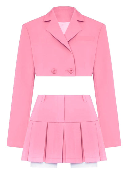 Zwei Stück Sets frauen Herbst Outfits 2023 Neue Schwarz Passenden Sets Mit Rock Und Blazer