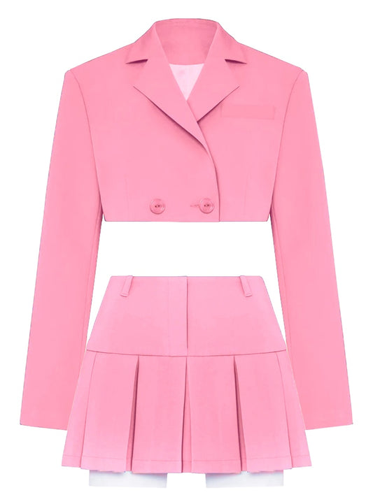 Zwei Stück Sets frauen Herbst Outfits 2023 Neue Schwarz Passenden Sets Mit Rock Und Blazer