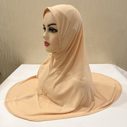 H124 plain big size muslim hijab with chin part top quality Hijab