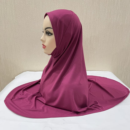 H124 plain big size muslim hijab with chin part top quality Hijab