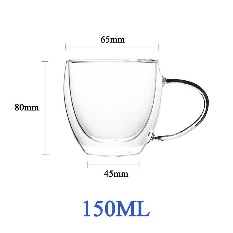 1-6PCS 80-450ML Wärme Beständig Doppel Wand Tee Glas Tasse Bier Kaffee Handgemachte Kreative Kalt getränke Transparent Drink Set