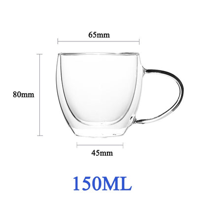 1-6PCS 80-450ML Wärme Beständig Doppel Wand Tee Glas Tasse Bier Kaffee Handgemachte Kreative Kalt getränke Transparent Drink Set