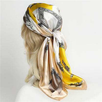 Neckerchief Shawl Wraps Print Silk Satin Scarf