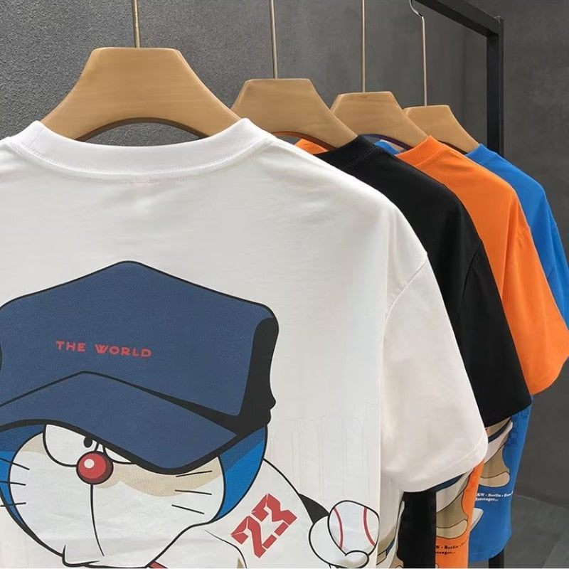 Kühlen cartoon Kurzarm Tops Hohe Qualität Weiß T Shirt Oansatz