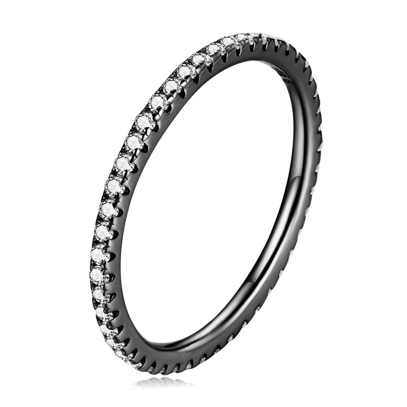 925 Sterling Silber CZ Simulierte Diamant Stapelbar Ring Platin Überzogene Ewigkeit Bands für Frauen